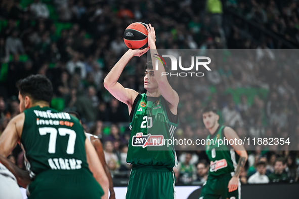 Alexandros Samodurov of Panathinaikos AKTOR Athens plays during the Euroleague, Round 17 match between Panathinaikos AKTOR Athens and Baskon...