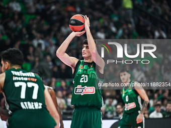 Alexandros Samodurov of Panathinaikos AKTOR Athens plays during the Euroleague, Round 17 match between Panathinaikos AKTOR Athens and Baskon...