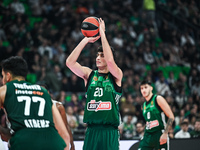 Alexandros Samodurov of Panathinaikos AKTOR Athens plays during the Euroleague, Round 17 match between Panathinaikos AKTOR Athens and Baskon...