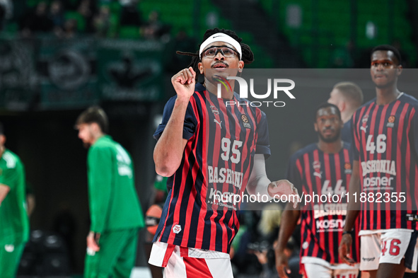 Chima Moneke of Baskonia Vitoria-Gasteiz plays during the Euroleague, Round 17 match between Panathinaikos AKTOR Athens and Baskonia Vitoria...