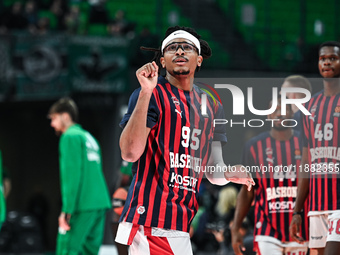 Chima Moneke of Baskonia Vitoria-Gasteiz plays during the Euroleague, Round 17 match between Panathinaikos AKTOR Athens and Baskonia Vitoria...