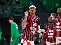 Chima Moneke of Baskonia Vitoria-Gasteiz plays during the Euroleague, Round 17 match between Panathinaikos AKTOR Athens and Baskonia Vitoria...