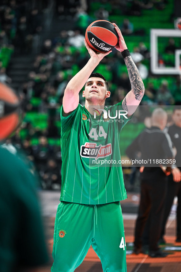 Konstantinos Mitoglou of Panathinaikos AKTOR Athens plays during the Euroleague, Round 17 match between Panathinaikos AKTOR Athens and Basko...