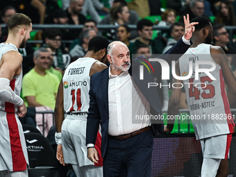 Head Coach Pablo Laso of Baskonia Vitoria-Gasteiz is present during the Euroleague, Round 17 match between Panathinaikos AKTOR Athens and Ba...