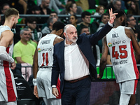 Head Coach Pablo Laso of Baskonia Vitoria-Gasteiz is present during the Euroleague, Round 17 match between Panathinaikos AKTOR Athens and Ba...