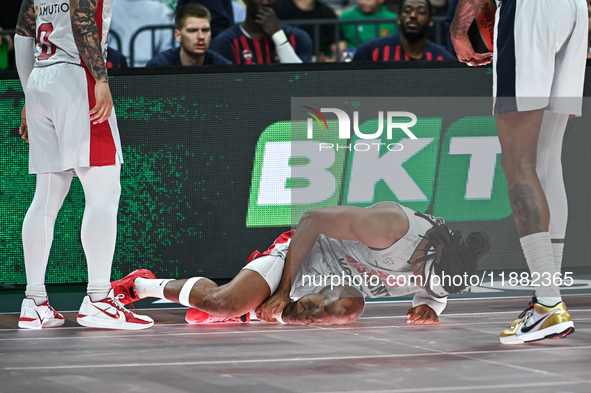 Chima Moneke of Baskonia Vitoria-Gasteiz plays during the Euroleague, Round 17 match between Panathinaikos AKTOR Athens and Baskonia Vitoria...