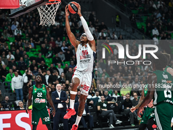 Chima Moneke of Baskonia Vitoria-Gasteiz plays during the Euroleague, Round 17 match between Panathinaikos AKTOR Athens and Baskonia Vitoria...