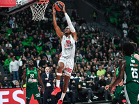 Chima Moneke of Baskonia Vitoria-Gasteiz plays during the Euroleague, Round 17 match between Panathinaikos AKTOR Athens and Baskonia Vitoria...