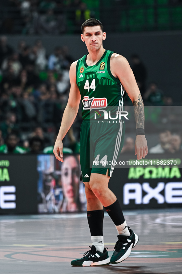 Konstantinos Mitoglou of Panathinaikos AKTOR Athens plays during the Euroleague, Round 17 match between Panathinaikos AKTOR Athens and Basko...