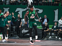 Mathias Lessort of Panathinaikos AKTOR Athens gets injured during the Euroleague, Round 17 match between Panathinaikos AKTOR Athens and Bask...