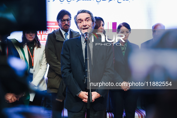 Attilio Fontana attends the inauguration of the craft fair Artigiano in Fiera 2024 at Rho Fiera Milano in Milan, Italy, on November 30, 2024...