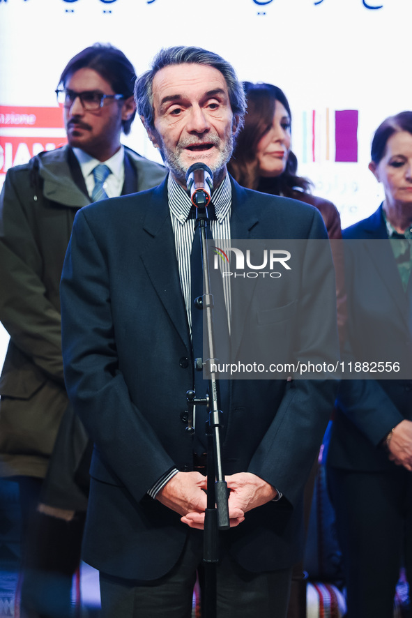 Attilio Fontana attends the inauguration of the craft fair Artigiano in Fiera 2024 at Rho Fiera Milano in Milan, Italy, on November 30, 2024...