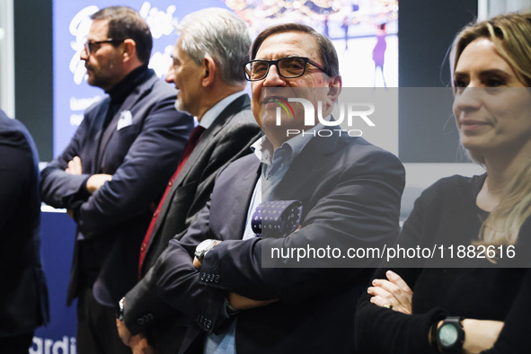 Romano La Russa attends the ceremony for the traditional exchange of Christmas greetings with the press at Palazzo Lombardia in Milan, Italy...