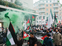 Demonstrators participate in the 62nd Saturday of the demonstration in support of Palestine in the Corvetto district in Milan, Italy, on Dec...