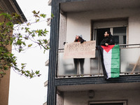 Demonstrators participate in the 62nd Saturday of the demonstration in support of Palestine in the Corvetto district in Milan, Italy, on Dec...