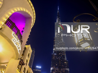 Evening view on Burj Khalifa in Dubai, United Arab Emirates on November 29, 2023.  (