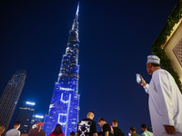 Evening view on Burj Khalifa in Dubai, United Arab Emirates on November 29, 2023.  (