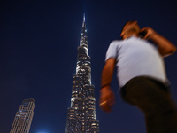 Evening view on Burj Khalifa in Dubai, United Arab Emirates on November 29, 2023.  (