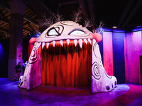 A view of an installation during the opening of the immersive exhibition Tim Burton's Labyrinth at the Fabbrica del Vapore in Milan, Italy,...