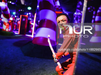 A view of a Charlie and the Chocolate Factory installation during the opening of the immersive exhibition Tim Burton's Labyrinth at the Fabb...