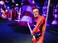 A view of a Charlie and the Chocolate Factory installation during the opening of the immersive exhibition Tim Burton's Labyrinth at the Fabb...