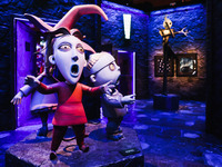 A view of a Charlie and the Chocolate Factory installation during the opening of the immersive exhibition Tim Burton's Labyrinth at the Fabb...