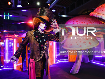 A view of an Alice in Wonderland installation during the opening of the immersive exhibition Tim Burton's Labyrinth at the Fabbrica del Vapo...