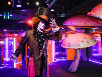 A view of an Alice in Wonderland installation during the opening of the immersive exhibition Tim Burton's Labyrinth at the Fabbrica del Vapo...