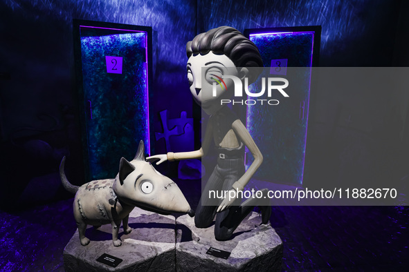 A view of a Frankenweenie installation during the opening of the immersive exhibition Tim Burton's Labyrinth at the Fabbrica del Vapore in M...