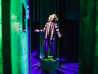 A view of a Beetlejuice installation during the opening of the immersive exhibition Tim Burton's Labyrinth at the Fabbrica del Vapore in Mil...