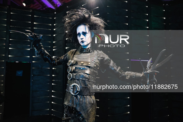 A view of an Edward Scissorhands installation during the opening of the immersive exhibition Tim Burton's Labyrinth at the Fabbrica del Vapo...