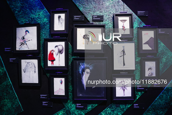 A view of an installation during the opening of the immersive exhibition Tim Burton's Labyrinth at the Fabbrica del Vapore in Milan, Italy,...