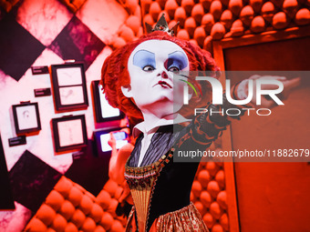 A view of an Alice in Wonderland installation during the opening of the immersive exhibition Tim Burton's Labyrinth at the Fabbrica del Vapo...