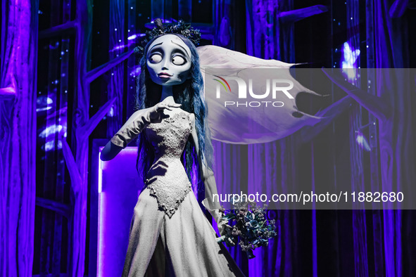 A view of a Corpse Bride installation during the opening of the immersive exhibition Tim Burton's Labyrinth at the Fabbrica del Vapore in Mi...