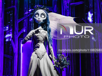 A view of a Corpse Bride installation during the opening of the immersive exhibition Tim Burton's Labyrinth at the Fabbrica del Vapore in Mi...