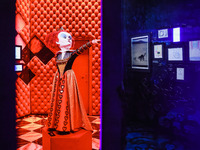 A view of an Alice in Wonderland installation during the opening of the immersive exhibition Tim Burton's Labyrinth at the Fabbrica del Vapo...