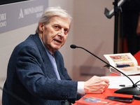 Vittorio Sgarbi presents the book ''Nativita. Madre e figlio nell'arte'' at Mondadori Duomo in Milan, Italy, on December 9, 2024. (