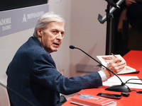 Vittorio Sgarbi presents the book ''Nativita. Madre e figlio nell'arte'' at Mondadori Duomo in Milan, Italy, on December 9, 2024. (