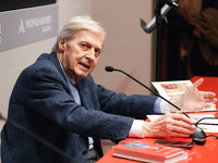 Vittorio Sgarbi presents the book ''Nativita. Madre e figlio nell'arte'' at Mondadori Duomo in Milan, Italy, on December 9, 2024. (