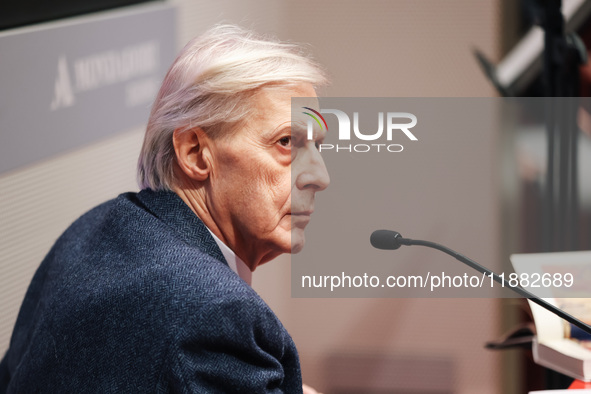 Vittorio Sgarbi presents the book ''Nativita. Madre e figlio nell'arte'' at Mondadori Duomo in Milan, Italy, on December 9, 2024. 