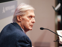 Vittorio Sgarbi presents the book ''Nativita. Madre e figlio nell'arte'' at Mondadori Duomo in Milan, Italy, on December 9, 2024. (