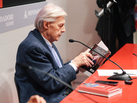 Vittorio Sgarbi presents the book ''Nativita. Madre e figlio nell'arte'' at Mondadori Duomo in Milan, Italy, on December 9, 2024. (