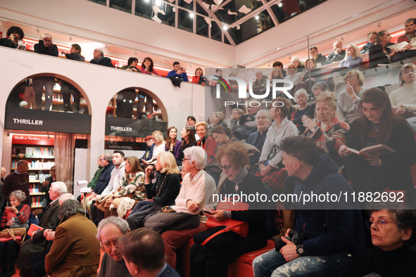 Vittorio Sgarbi presents the book ''Nativita. Madre e figlio nell'arte'' at Mondadori Duomo in Milan, Italy, on December 9, 2024. 