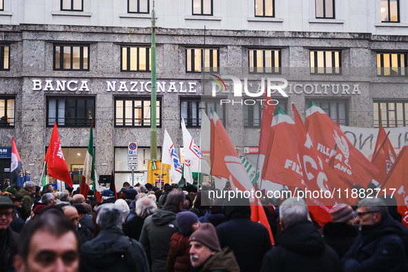 A moment of the procession for the commemoration of the victims of the massacre of Piazza Fontana in Milan, Italy, on December 12, 2024 