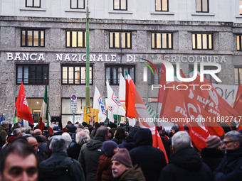 A moment of the procession for the commemoration of the victims of the massacre of Piazza Fontana in Milan, Italy, on December 12, 2024 (