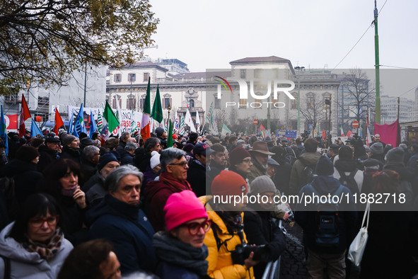 A moment of the procession for the commemoration of the victims of the massacre of Piazza Fontana in Milan, Italy, on December 12, 2024 