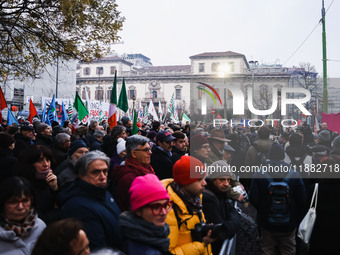 A moment of the procession for the commemoration of the victims of the massacre of Piazza Fontana in Milan, Italy, on December 12, 2024 (