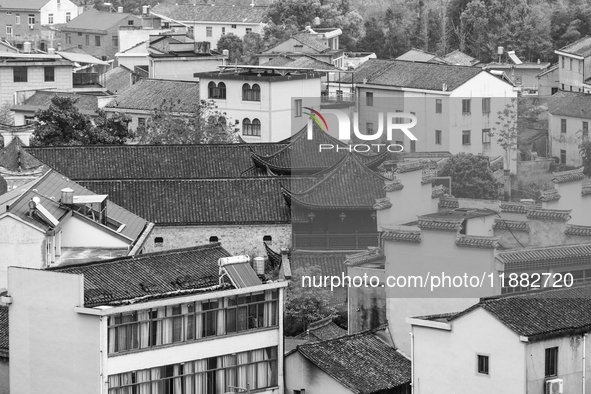 View of Qiantong Ancient Town, the largest settlement of the Tong surname in Jiangnan, Ningbo, Zhejiang province, China, on April 14, 2020....