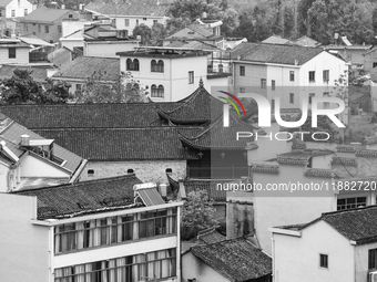 View of Qiantong Ancient Town, the largest settlement of the Tong surname in Jiangnan, Ningbo, Zhejiang province, China, on April 14, 2020....