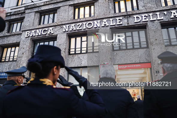 A moment of the procession for the commemoration of the victims of the massacre of Piazza Fontana in Milan, Italy, on December 12, 2024 